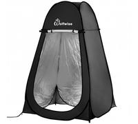 Wolfwise Tienda De Campaña Pop Up, Tiendas Instantáneas Carpas Vestidor Vestuario Espacioso para Camping, Ciclismo, Baño,Ducha, Playa,Ancho 47 "(120cm),Alto 75"(190cm),Negro con revestimiento plateado