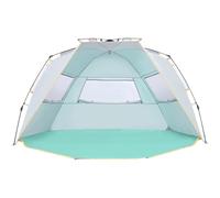 WolfWise Tienda de Playa Plegable para 4-5 Personas con Protección Solar UPF 50+, Toldo Parasol Portátil con Porche Extensible con Cremallera, Verde Menta