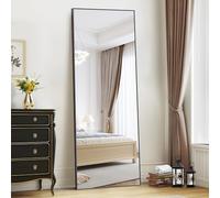 WOLIBEER Espejo de Cuerpo Entero de 165 x 60 cm, Que se Puede Colgar en la Pared o Colocar en el Suelo, con Marco Rectangular de Aluminio Negro, Ideal para pasillos, gimnasios y dormitorios.