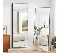 WOLIBEER Espejo Grande de Cuerpo Entero de 165 x 60 cm, Espejo de Cuerpo Entero con Marco de Aluminio Negro, Espejo de Pared Rectangular, Espejo de pie para Dormitorio, Vestidor, Gimnasio, Pasillo