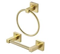 WOLIBEER Portarrollos de Papel higiénico Dorado, Soporte para Rollo de Papel higiénico de latón Cepillado, Moderno Juego de Accesorios de baño de Acero Inoxidable montado en la Pared, 2 Piezas