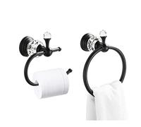 WOLIBEER Toallero de Cristal, Soporte Negro Mate para Papel higiénico, Soporte para Toallas de Mano, Gancho para Rollo de pañuelos, Soporte para Toallas de baño, 2 Piezas, montado en la Pared