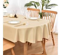 Wolkemer Mantel Ovalado de Tela Lavable de 152 x 213 cm, Color Beige sólido, para Comedor, Boda, Fiesta, Banquete, decoración de Mesa