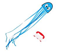 Wolkenstürmer® Mini pulpo (azul) - Pequeño pulpo - Insertor de pulpo pequeño con mango y cuerda de 40 m - cometa de vuelo a partir de 3 años