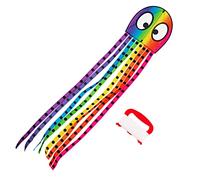 Wolkenstürmer® Olli Octopus (arco iris) - Dragón de pulpo (pulpo listo para volar, con mango y cuerda de 40 m, 1 cuerda y juguete volador)