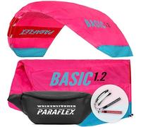 Wolkenstürmer Paraflex Basic - Alfombrilla de dirección 1.2 (rosa-rojo), cometa pequeña para niños a partir de 6 años, cometa con 2 cuerdas dinemales de 25 m y trabillas de vuelo