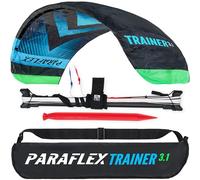 Wolkenstürmer Paraflex Trainer - Alfombra de dirección 3 l 3.1 (Verde/Naranja) - Cometa Lista para Volar 310 cm con Barra de Entrenamiento - Kite & Windtrainer