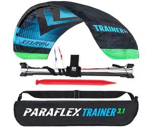 Wolkenstürmer Paraflex Trainer - Alfombra de dirección 3 l 3.1 (Verde/Naranja) - Cometa Lista para Volar 310 cm con Barra de Entrenamiento - Kite & Windtrainer