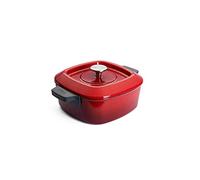 Woll Cacerola de hierro fundido con tapa y asas de silicona - Inductivo - Diámetro 24 cm, 11 cm de alto, 4,2 l - Adecuado para todo tipo de fuegos, hierro fundido, horno hasta 250°, color rojo
