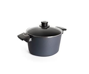 Woll Diamond Gusstopf 124DPIL Lite Inducción con 2 Asas Laterales y Tapa de Cristal de 24 cm de diámetro en Caja / 13,5 cm de Alto, 5 litros