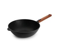 Woll Eco Logic QXR - Wok inductivo (30 cm de diámetro, 10 cm de alto, con mango de madera sostenible extraíble, apto para todo tipo de cocinas, sin PFAS, revestimiento antiadherente, aluminio fundido)