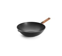 Woll Eco Logic QXR - Sartén para wok y agitador (inductiva, diámetro de 32 cm, 10 cm de alto, con mango de madera sostenible extraíble, apta para todo tipo de cocinas, sin PFAS, revestimiento
