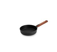 Woll Eco Logic QXR - Sartén plana de hierro fundido (inductiva, diámetro de 20 cm, 5 cm de alto, con mango de madera sostenible extraíble, apta para todo tipo de cocinas, sin PFAS, revestimiento