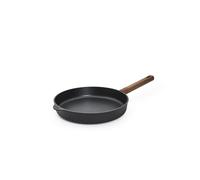 Woll Eco Logic QXR - Sartén plana de hierro fundido (inductiva, diámetro de 28 cm, 5 cm de alto, con mango de madera firme sostenible, apta para todo tipo de cocinas, sin PFAS, revestimiento