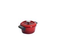 Woll Hierro fundido con tapa con asas de silicona - inductivo - Ø 18 cm, 9 cm de alto, 1,8 l - Adecuado para todo tipo de fuegos, hierro fundido, apto para horno hasta 250°, sin asas de silicona, rojo