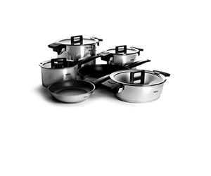 Woll NCSET002 Concept Juego de ollas, 6 Piezas, de Acero Inoxidable, para inducción, 1 x 520NC/ 1 X 528NC/ 1 X 918NC/ 1 X 120NC / 1 X 124-2NC / 1 X 824NC con Tapa de Cristal multifunción