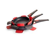 Woll PPSET1 - Juego de 3 Protectores de sartenes, 2 Piezas de 35 cm de diámetro y 1 Pieza de 40 cm de diámetro, Color Rojo y Gris