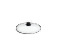 Woll Sicherheitsglasdeckel Tapa de Cristal de Seguridad, Redonda, diámetro de 30 cm, botón de ventilación Permanente, Transparente, Vidrio Acero Inoxidable Plástico