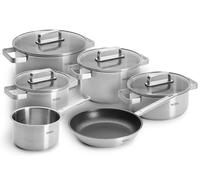 WOLL Steel - Batería de cocina de acero inoxidable, 10 piezas, apta para inducción, apta para todo tipo de fuegos, apto para lavavajillas, resistente a la corrosión