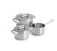 WOLL Steel - Batería de cocina de acero inoxidable, 5 piezas, apta para inducción, apta para todo tipo de fuegos, apto para lavavajillas, resistente a la corrosión