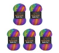 Wollbiene Batik Fine 1510 - Ovillos de lana para tejer (5 unidades, 100 g, 500 g), multicolor con degradado, multicolor