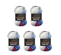 Wollbiene Batik Fine 1540 Ovillos de lana con degradado multicolor, 5 unidades de 100 g, 500 g, multicolor (1540 azul, rojo oscuro blanco)