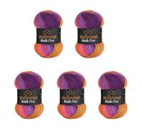 Wollbiene Batik Fine 5 ovillos de 100 g, 500 gramos, lana con degradado multicolor, multicolor (5600 lila, bayas y naranja)