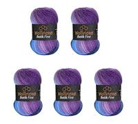 Wollbiene Batik Fine 5 ovillos de 100 g, 500 gramos, lana con degradado multicolor, multicolor (5900 lila, morado y azul)