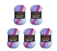 Wollbiene Batik Fine - 5 ovillos de 100 g de lana con degradado multicolor, 500 gramos, multicolor (2000 morado morado)
