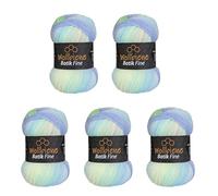 Wollbiene Batik Fine 5010 5 ovillos de 100 g, 500 gramos, lana con degradado multicolor, multicolor (5010 azul, verde agua)