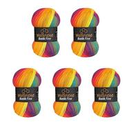 Wollbiene Batik Fine 5910 - Ovillos de lana para tejer (5 unidades, 100 g, 500 g), multicolor con degradado multicolor