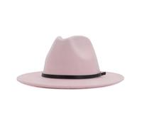 Wollen Fieltro Fedora Sombrero Otoño Invierno Jazz Panamá Hombres Mujeres Británico Clásico Cumpleaños Festival(Pink)