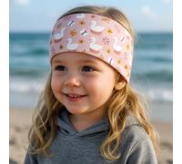 Wollhuhn Cinta elástica ancha ecológica para niños, de algodón cómodo (KU 48-52) (cisnes/flores, rosa viejo)