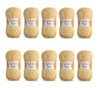Wollidu Mila - Ovillo de lana para tejer y tejer (10 x 50 g/133 m, 100% poliacrílico, color beige y arena)