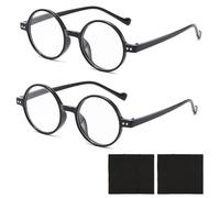 WOLMIK 2 piezas Blue Light Blocking Glasses, filtro luz azul, gafas de juego, redondas, anti luz azul, PC Gaming gafas de moda, gafas unisex Alivia la fatiga (negro), negro, talla única, Negro ,