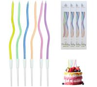 WOLMIK 24 velas de pastel en espiral con soportes, para pastel de cumpleaños, baby shower, decoración de fiesta de boda