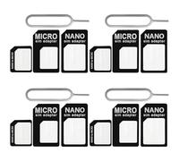 WOLMIK Adaptador de tarjeta Nano SIM 4 en 1, juego de 4 adaptadores de tarjeta SIM, adaptador de tarjeta SIM con pin eyector SIM, compatible con teléfono móvil