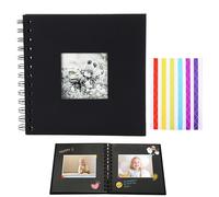 WOLMIK Álbum de fotos para personalizar, 165x165 mm, 20 hojas, páginas negras, libro de recortes para bebé, familia, aniversario, cumpleaños, Día de San