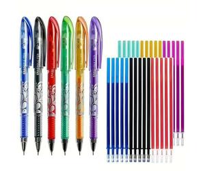 WOLMIK Bolígrafos borrables, bolígrafos de gel borrables de 0.5 mm con gomas en el extremo, bolígrafos de fricción de calor con borrador, bolígrafos de escritura a mano para niños y adultos,