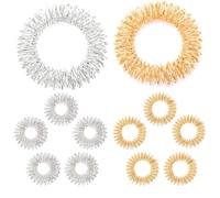 WOLMIK Juego de 12 anillos y pulseras de masaje de dedos, juego de anillos de acupresión para reducir el estrés, masajeador de dedos y muñecas, dorado, plateado