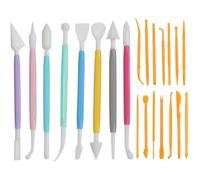 WOLMIK Juego de herramientas de modelado de 22 piezas, juego de herramientas de alfarería de doble cara para formar masa de modelar, herramientas de cerámica para fondant, herramientas de modelado