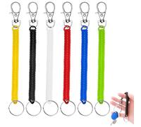 WOLMIK Llavero elástico en espiral - 6 llaveros de plástico colorido, cordón retráctil antipérdida, para el trabajo y la escuela