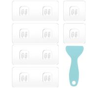 WOLMIK Repuesto Adhesivo para Organizador de Ducha - 6 PCS Ganchos Adhesivos de Pegatina para Organizador de Ducha de Esquina con Raspador, Ganchos Adhesivos Transparentes para Baño Cocina Organizador