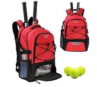 WOLT Bolsa de Tenis, Mochila Grande para Raqueta de Tenis para Hombres y Mujeres, Compartimento ventilado para Zapatos, Capacidad para 2 Raquetas, Color Rojo