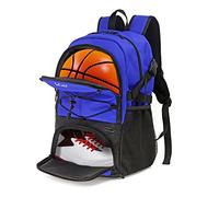 WOLT Mochila de baloncesto grande con soporte separado para pelotas y compartimento para zapatos, ideal para baloncesto, fútbol, voleibol, natación, gimnasio, viajes (azul)