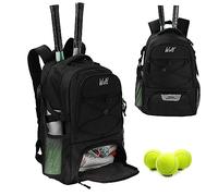 WOLT Mochila de tenis para hombres y mujeres, bolsa grande para raquetas de tenis con compartimento ventilado para zapatos con capacidad para 2 raquetas, raquetas de bádminton, paletas de pickleball y