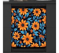 Woltant Adhesivo magnético decorativo para lavavajillas, 58 x 66 cm, diseño de hoja azul, para nevera, lavavajillas, puerta delantera