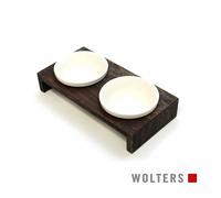 Wolters Gohan Comedero Doble para Perros, Aumento Tazón de Cerámica, Nuez Madera