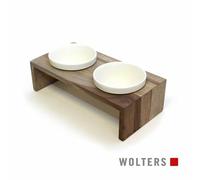 Wolters Gohan Doble Plato Gris Para Perros - Plato Elevado De Madera