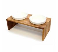 Wolters Gohan Doble Plato Teak Para Perros | Plato Elevado De Madera